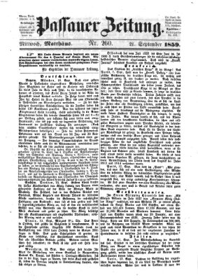 Passauer Zeitung Mittwoch 21. September 1859