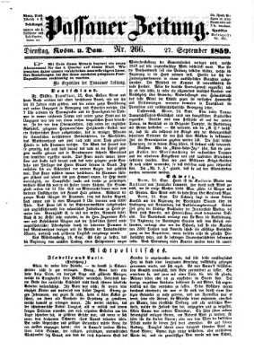 Passauer Zeitung Dienstag 27. September 1859