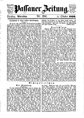 Passauer Zeitung Dienstag 11. Oktober 1859