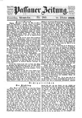 Passauer Zeitung Donnerstag 20. Oktober 1859