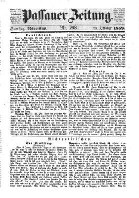 Passauer Zeitung Samstag 29. Oktober 1859