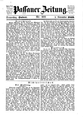 Passauer Zeitung Donnerstag 3. November 1859