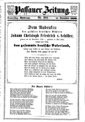 Passauer Zeitung Donnerstag 10. November 1859