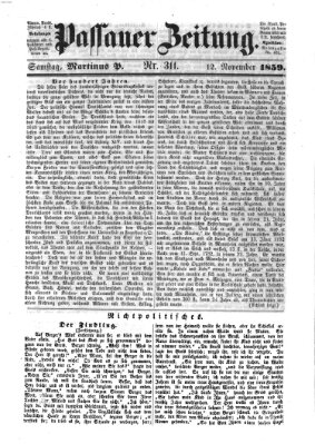 Passauer Zeitung Samstag 12. November 1859