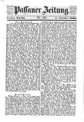 Passauer Zeitung Dienstag 22. November 1859