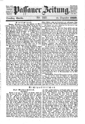 Passauer Zeitung Dienstag 13. Dezember 1859