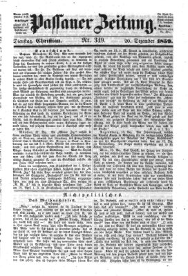 Passauer Zeitung Dienstag 20. Dezember 1859