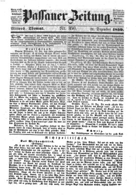 Passauer Zeitung Mittwoch 21. Dezember 1859