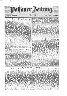 Passauer Zeitung Dienstag 10. Januar 1860