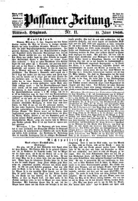 Passauer Zeitung Mittwoch 11. Januar 1860