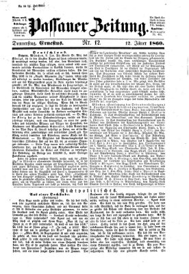 Passauer Zeitung Donnerstag 12. Januar 1860