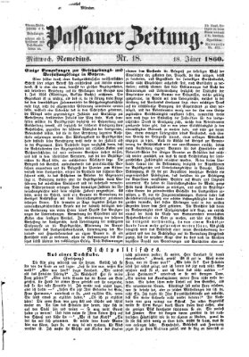 Passauer Zeitung Mittwoch 18. Januar 1860