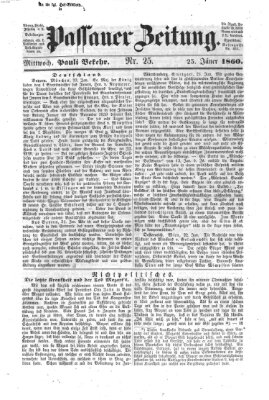 Passauer Zeitung Mittwoch 25. Januar 1860