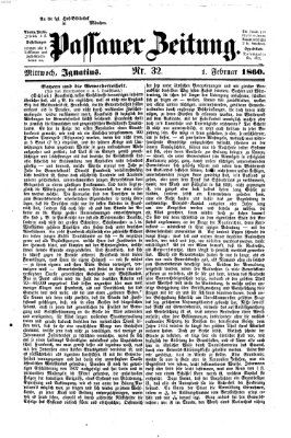 Passauer Zeitung Mittwoch 1. Februar 1860