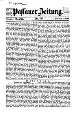 Passauer Zeitung Sonntag 5. Februar 1860