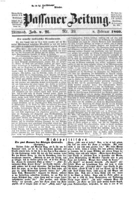 Passauer Zeitung Mittwoch 8. Februar 1860