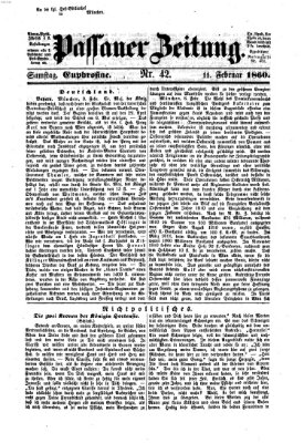 Passauer Zeitung Samstag 11. Februar 1860