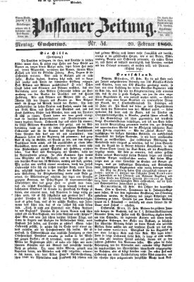 Passauer Zeitung Montag 20. Februar 1860