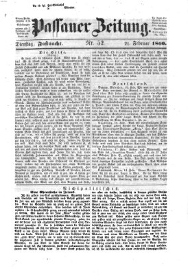 Passauer Zeitung Dienstag 21. Februar 1860