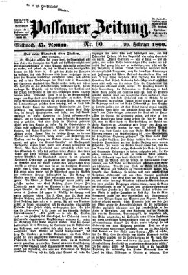 Passauer Zeitung Mittwoch 29. Februar 1860