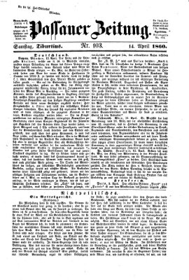 Passauer Zeitung Samstag 14. April 1860