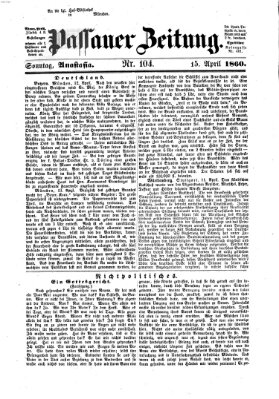 Passauer Zeitung Sonntag 15. April 1860