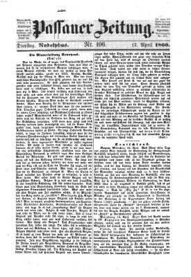 Passauer Zeitung Dienstag 17. April 1860