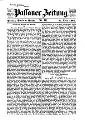 Passauer Zeitung Sonntag 22. April 1860