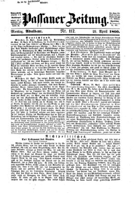 Passauer Zeitung Montag 23. April 1860