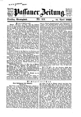 Passauer Zeitung Dienstag 24. April 1860