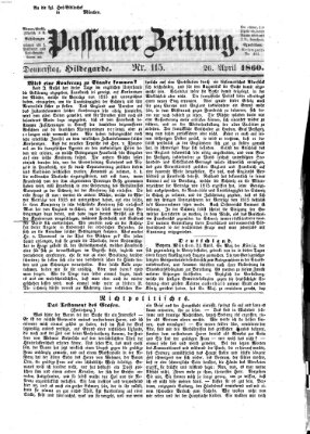 Passauer Zeitung Donnerstag 26. April 1860