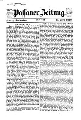 Passauer Zeitung Montag 30. April 1860