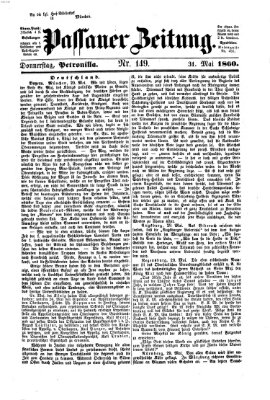 Passauer Zeitung Donnerstag 31. Mai 1860