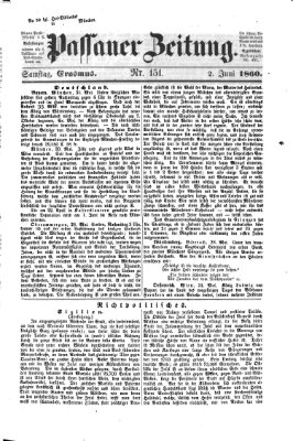 Passauer Zeitung Samstag 2. Juni 1860