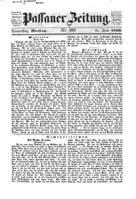 Passauer Zeitung Donnerstag 21. Juni 1860