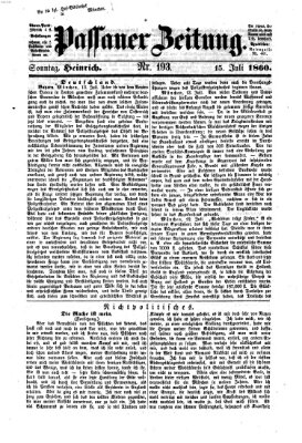 Passauer Zeitung Sonntag 15. Juli 1860