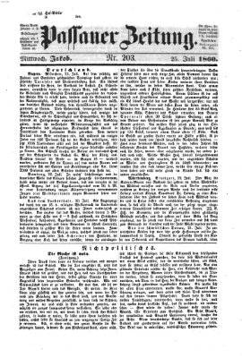 Passauer Zeitung Mittwoch 25. Juli 1860