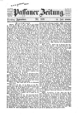 Passauer Zeitung Dienstag 31. Juli 1860