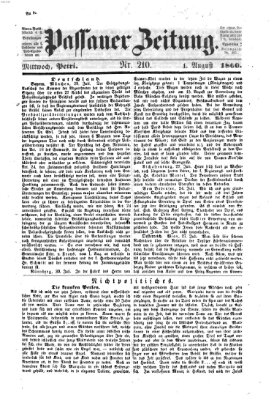 Passauer Zeitung Mittwoch 1. August 1860