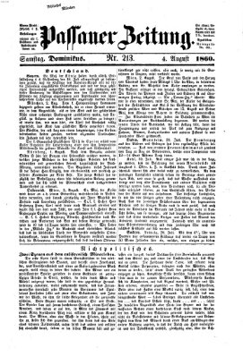 Passauer Zeitung Samstag 4. August 1860