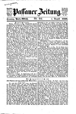 Passauer Zeitung Sonntag 5. August 1860