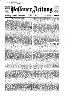 Passauer Zeitung Montag 6. August 1860