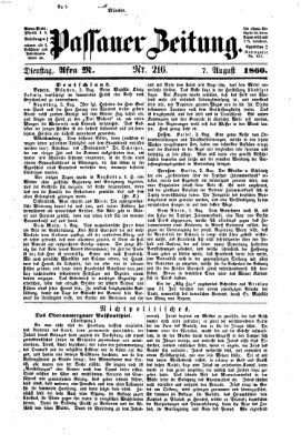 Passauer Zeitung Dienstag 7. August 1860