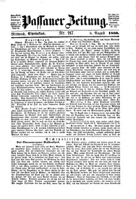 Passauer Zeitung Mittwoch 8. August 1860