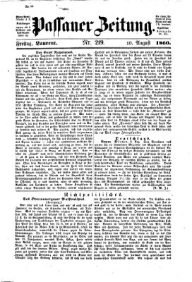 Passauer Zeitung Freitag 10. August 1860