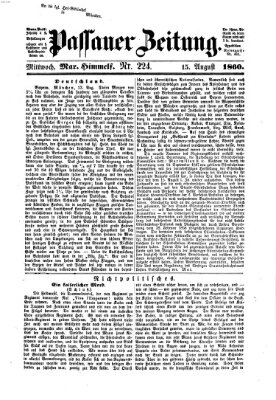 Passauer Zeitung Mittwoch 15. August 1860