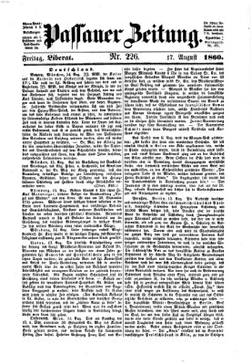 Passauer Zeitung Freitag 17. August 1860