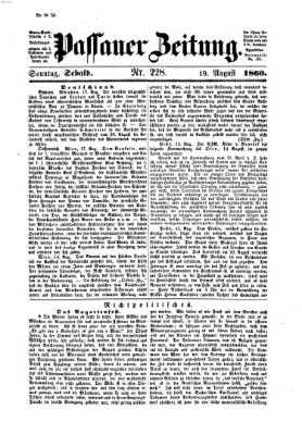 Passauer Zeitung Sonntag 19. August 1860