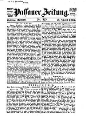 Passauer Zeitung Sonntag 26. August 1860