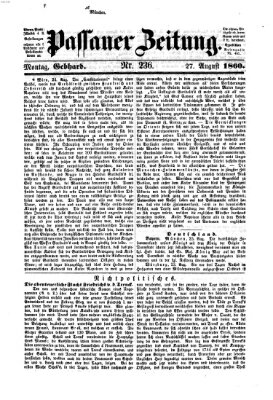 Passauer Zeitung Montag 27. August 1860